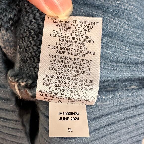 NWT Joseph A Fair Isle Mock Neck Sweater Blue Denim Combo Size Small - Picture 9 of 9